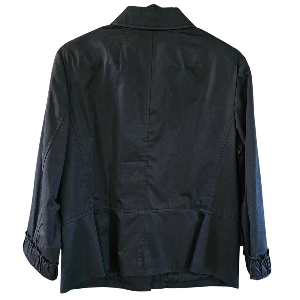 Talbots Solid Black Long Sleeve Collared Ruffled … - image 2